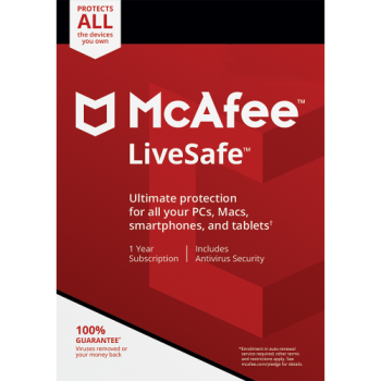 מקאפי לייב סייפ / McAfee LiveSafe - רישיון ללא הגבלה למשך שנה אחת