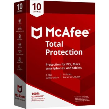 מקאפי טוטאל פרוטקשן / McAfee Total Protection - רישיון ל-10 מכשירים לשנה